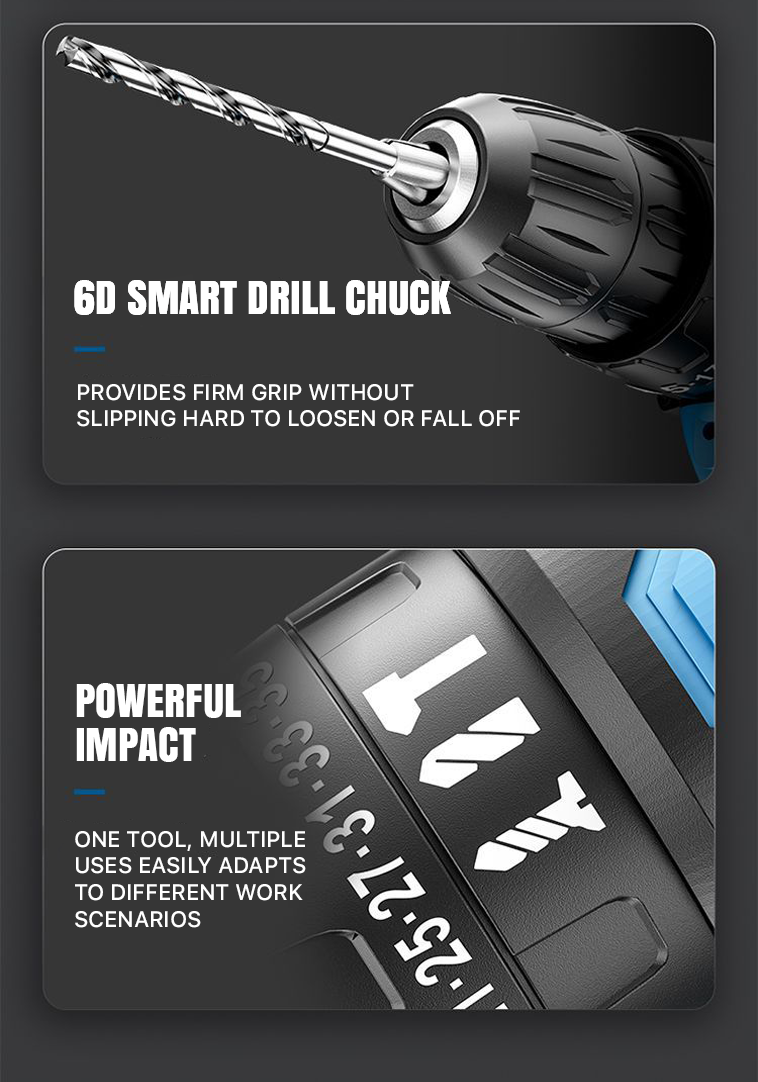 SIEPEM 21V MAX Cordless Drill, Impact Driver, 2-Tool Power Tool Combo Kit, Set with 2 Batteries and Charger Included (SDX782P3)