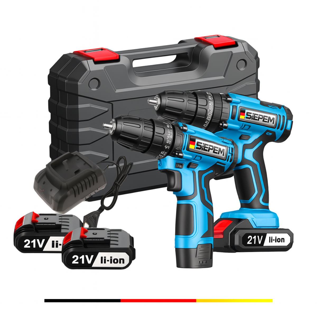 SIEPEM 21V MAX Cordless Drill, Impact Driver, 2-Tool Power Tool Combo Kit, Set with 2 Batteries and Charger Included (SDX782P3)